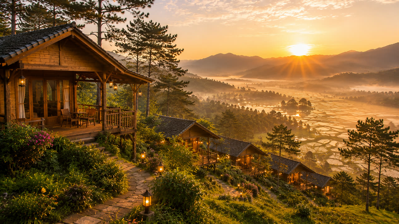 Homestay sáng sớm sương giăng